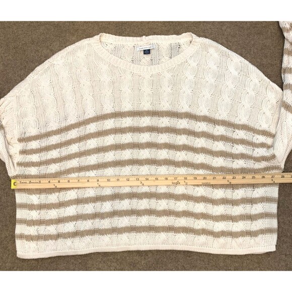 American Eagle Sweater Womens 2XL Cable Knit Crop Striped Oversized Cotton - Picture 4 of 8